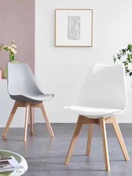 Рабочий стул для спальни в скандинавском стиле ins, простая спинка, массив дерева, мягкая сумка, стол для макияжа для девочек, домашний обеденный стул