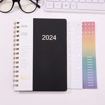 Новый Блокнот на 2024 год, Календарь на 365 дней, Книжный планировщик, Деловая повестка Дня, Канцелярские принадлежности, Школьные Подарки, Книга бизнес-плана для студентов