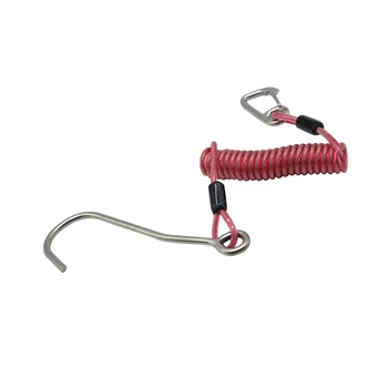 Крюк для рафтинга на рифах с одной головкой, Рифовый крюк из нержавеющей стали, Спиральный Пружинный шнур, Аксессуар для безопасности при погружении - красный