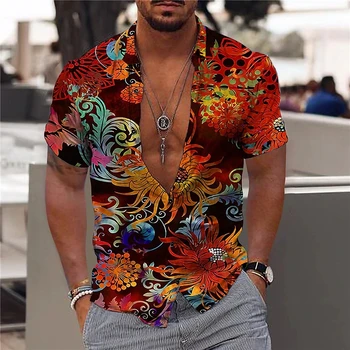 2023 Гавайские Тропические Рубашки Для Мужчин 3d Пляжный Отдых С Коротким Рукавом Летние Негабаритные Топы Футболка Мужская Цветочная Блузка 5xl Camisa