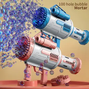 Пистолет для мыльных пузырей Детские игрушки Ракета Мыльные пузыри Форма пулемета Автоматическая Воздуходувка с легкой помпой Игрушки на открытом воздухе Подарки Вечеринка