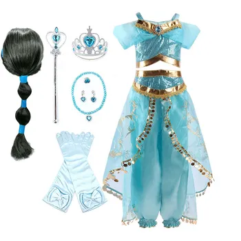 Костюм арабской принцессы для девочек, платье Жасмин для карнавала, детская лампа Аладдина, необычный наряд, одежда для вечеринки по случаю дня рождения для девочек, 2 упаковки