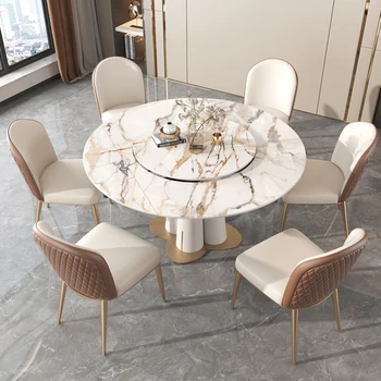 Итальянский легкий роскошный выдвижной, складной, квадратный и круглый Вращающийся многофункциональный круглый стол двойного назначения
