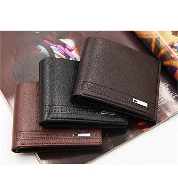 Мужской кошелек, кожаный бумажник Trifold, винтажный тонкий короткий зажим для денег, мужской многофункциональный держатель для карт, сумка для денег