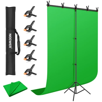 Комплект подставки для фона Neewer Green, хромированный зеленый фон для фотосъемки с подставкой для YouTube/видеоконференций