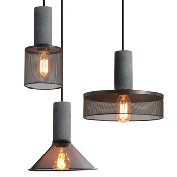 Промышленные светодиодные подвесные светильники в скандинавском стиле лофт с цементно-металлическим абажуром для спальни, бара, кофейни, столовой, подвесной светильник