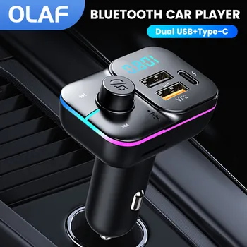Автомобильный FM-передатчик Olaf Bluetooth 5.0, быстрое автомобильное зарядное устройство USB Type C, красочный комплект громкой связи, Mp3-плеер, адаптер для быстрой зарядки для автомобиля