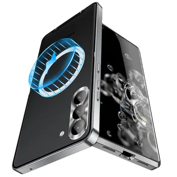 Металлический бампер, акриловая задняя крышка, магнитный чехол для телефона Samsung Galaxy S23 FE, алюминиевые магнитные чехлы, беспроводная зарядка