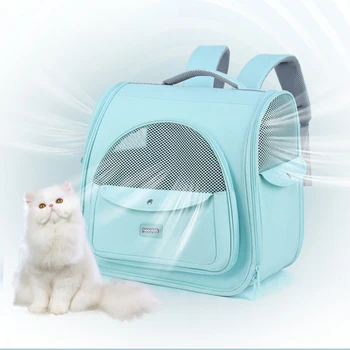 Портативный рюкзак для кошек с двойными плечевыми ремнями, дорожная сумка для кошек, складной дизайн, переноска для домашних животных, водонепроницаемая с обеих сторон для использования на открытом воздухе
