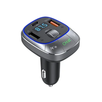 Автомобильное зарядное устройство Bluetooth 5.0 FM-передатчик PD 30 Вт + QC3.0, мощный двойной микрофон Bluetooth Hands-Free с 7-цветной подсветкой