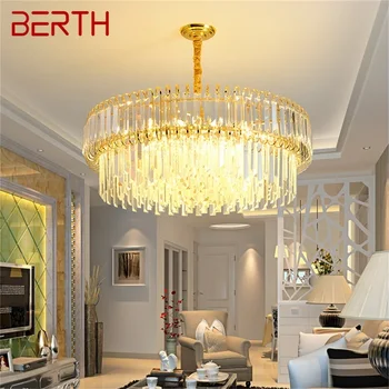 Роскошные люстры BERTH Gold, современный хрустальный подвесной светильник, домашняя светодиодная подсветка для украшения столовой