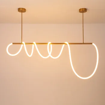 Подвесные светильники Nordic Hose Led с регулируемой яркостью, золотой минималистичный декор для кухни, столовой, бара, подвесных светильников