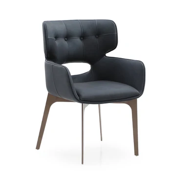 Современный легкий роскошный минималистичный кожаный стул для дома для творчества и отдыха, стул для ресторана с подлокотником и спинкой, обеденный стул