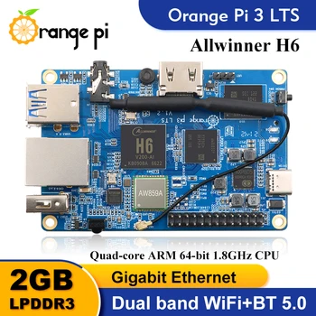 Одноплатный компьютер Orange Pi 3 LTS AllWinner H6 2 ГБ оперативной памяти 8 ГБ EMMC Development Board Компьютер под управлением ОС Android 9.0 Ubuntu Debian