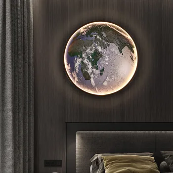 Современные светодиодные настенные светильники Moon Earth Planet Внутреннее Освещение для спальни, прикроватной тумбочки, гостиной, украшения ДОМА, настенной росписи в проходе