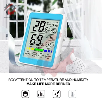 Высокоточный термометр-гигрометр CH-914, цифровой дисплей, монитор температуры и влажности с сенсорным экраном с подсветкой