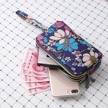 Женская сумка с набивным рисунком, трехслойный длинный кошелек, Женский японский кошелек для ключей большой емкости, портативная водонепроницаемая сумка