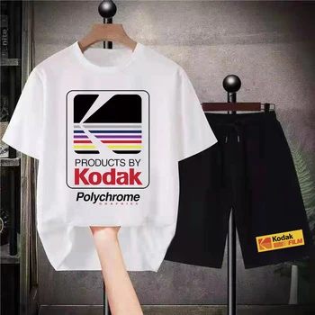 Летний мужской комплект Wild Kodak, футболка и шорты, футболки из 100 хлопка, женская спортивная одежда с 2 корейскими принтами