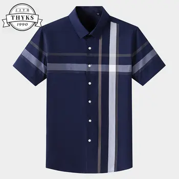 Летние мужские рубашки, повседневная клетчатая тонкая высококачественная блузка с коротким рукавом, модная деловая офисная повседневная оригинальная рубашка, мужская одежда