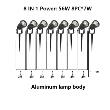 2-Метровые Проволочные Садовые Фонари Waterprof LED Газонная Лампа 2-4-6-8 В 1 14W42W56W Ландшафтное Украшение Spike Spotlights DC24VAC110V220V