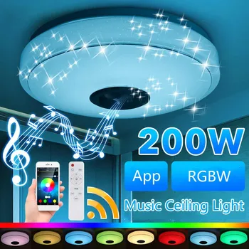 200 Вт Светодиодный музыкальный потолочный светильник с дистанционным управлением и приложением, потолочные светильники RGB, красочный музыкальный потолочный светильник, Bluetooth-динамик, праздничные светильники