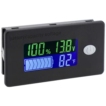 Монитор емкости аккумулятора 10-100 В Измеритель заряда батареи 12 В 24 В 48 В Процентное напряжение по Фаренгейту Индикатор температуры Измеритель