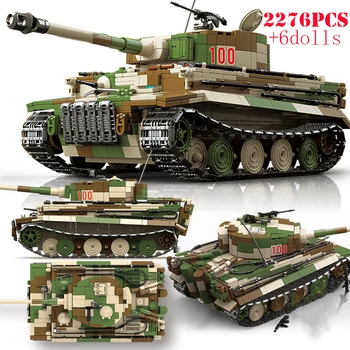 Военные немецкие строительные блоки тяжелого танка Tiger I Оружие Второй мировой войны Американские тяжелые супертанки T28 Технические кирпичи Детская игрушка в подарок