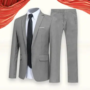 1 Комплект, модный мужской блейзер, брюки, мужской костюм в британском стиле, отложной воротник, костюм с лацканами на одной пуговице, уличная одежда