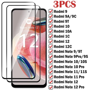 3шт Защитное Стекло Для Xiaomi Redmi Note 12 11 10 9 Pro 9S 10S Закаленная Защитная Пленка Для Экрана Redmi 10A 9T 9A 10C 9C 12C Стекло