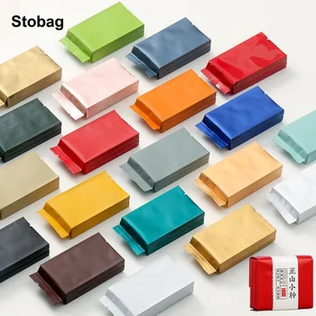 StoBag 50шт Красочный пластиковый упаковочный пакет из алюминиевой фольги с длинным уплотнением для чая, кофе, порошка, Переносной чехол для хранения Оптом