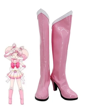 Японское Аниме Sailormoon Розовые Милые Сапоги Chibiusa Косплей Обувь Индивидуальные Сапоги