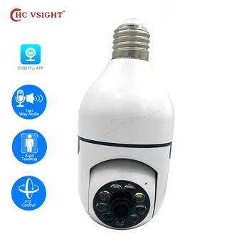 Лампа с приложением V380 Pro Полноцветное Ночное видение Автоматическое Отслеживание человека Двухстороннее Аудио Водонепроницаемая Беспроводная IP-камера для Умного дома