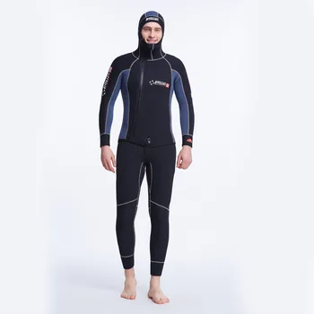 Утолщенный 5 мм неопреновый водолазный костюм для мужчин, раздельный жилет и куртка с капюшоном, защита от холода, купальники, термальный костюм для рыбалки, комплект купальников