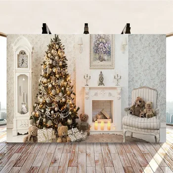Фон для фотосъемки Рождественской елки портрет новорожденного детская фотосессия белый фон для камина для фотостудии с блестящим светом