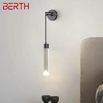 Современный настенный светильник BERTH из черной латуни, 3 цвета, простое креативное бра для домашнего декора спальни