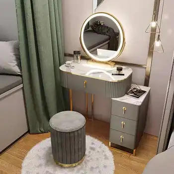 Роскошный Светлый Туалетный столик Спальня Небольшая квартира Современный Шкаф для хранения Встроенной бытовой мебели для стола для макияжа
