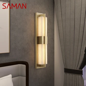 Латунный Настенный Светильник SAMAN LED Современные Роскошные Мраморные Бра Светильник для Внутреннего Декора Дома Спальня Гостиная Коридор