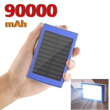 Солнечный Банк Питания 90000mAh Быстрая Зарядка Портативный Внешний Аккумулятор USB Зарядное Устройство Для Телефона iPhone 14 13 12 11 Pro Max Xiaomi