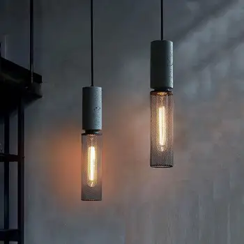 Промышленный подвесной светильник с металлическим сетчатым абажуром Чердачный Бетонный Подвесной светильник для кухни, островка, столовой, домашнего декора