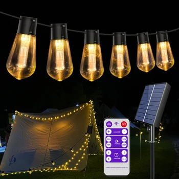 Высокие яркие Солнечные Струнные Фонари, 20 ФУТОВ (8 м) 20 ламп Небьющиеся, Водонепроницаемые S14 LED Solar LED fairy lights outdoor garden