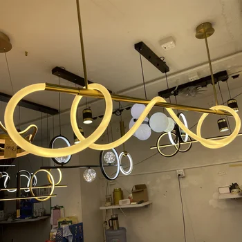 Современная светодиодная художественная потолочная люстра с длинным шлангом для столовой, кухни, бара, подвесного освещения, подвесных люстр, светильников