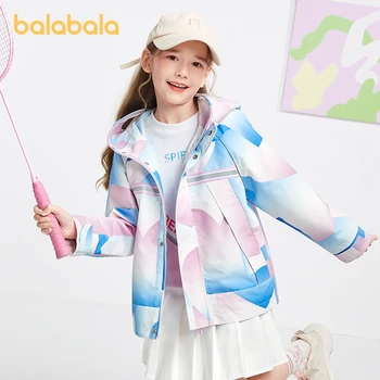 Balabala Toddler 2023 Куртка для мальчиков и девочек Унисекс, Весенний топ-авиатор с капюшоном, уличная ветрозащитная куртка средней длины