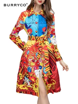 Женская ветровка BURRYCO, новинка осени 2023 года, оригинальный дизайн, модный пояс с принтом, стиль Поло, Ветровка