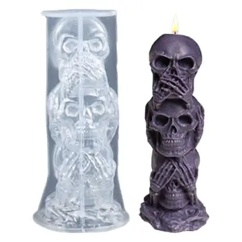 Череп Хэллоуин череп свеча свеча пресс-формы 3D силиконовые формы череп, гроб силикона Fondant изготовления свечей смолы пресс-формы