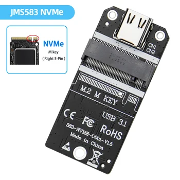 Адаптер для корпуса твердотельного накопителя M.2-Type-C JMS583 M2 NVMe SSD Box Карта адаптера Конвертер Жесткого диска Поддержка M.2 SSD 2230