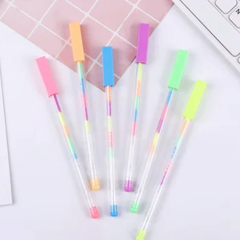 Набор цветных гелевых ручек Kawaii Rainbow 5 цветов, шариковая ручка 0,5 мм для журнала, милые школьные канцелярские принадлежности.