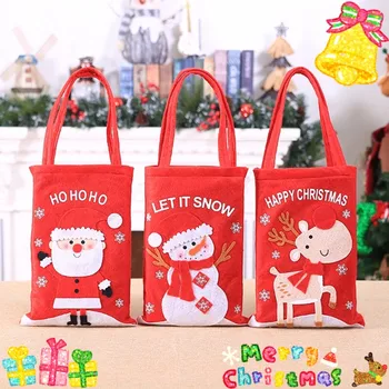 Пакеты для рождественских подарков, пакеты для конфет, Мультяшный Санта-Клаус, Снеговик, Лось, сумочка для закусок, Маленькая сумка для печенья, рождественские украшения для детей