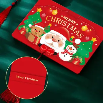 Праздничная рождественская открытка с золотым тиснением Праздничные рождественские открытки с благословением и кисточками с золотым тиснением Креативный Санта-Клаус для детей '