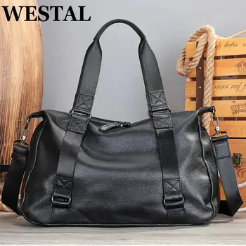 WESTAL Leather Travel Duffle, мужские сумки-мессенджеры большой емкости, сумки для выходных, 15,6-дюймовые сумки для ноутбуков, деловые поездки 1149