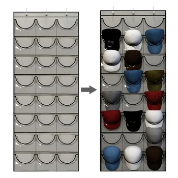 Органайзер для хранения шляп, Прозрачные карманы, защита дверцы вешалки для шляп, подвесной держатель, вешалка для хранения бейсболок, спальня